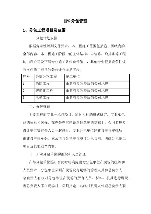 EPC分包管理