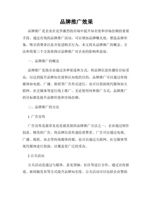 品牌推广效果