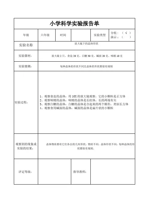 放大镜下的晶体形状
