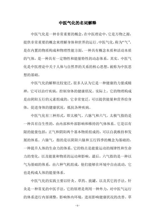 中医气化的名词解释