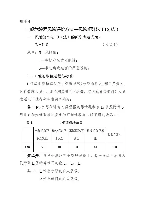 一般危险源风险评价方法—风险矩阵法(LS法)【模板】