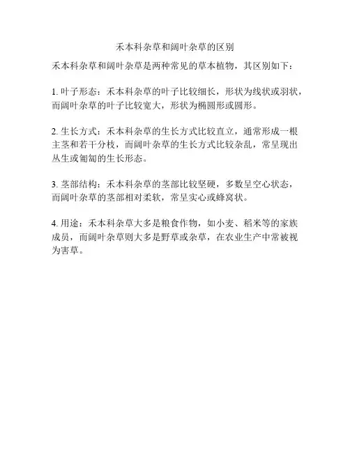 禾本科杂草和阔叶杂草的区别