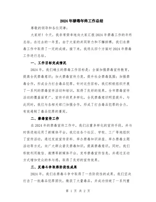 2024年禁毒年终工作总结