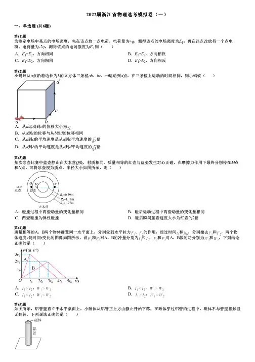2022届浙江省物理选考模拟卷(一)