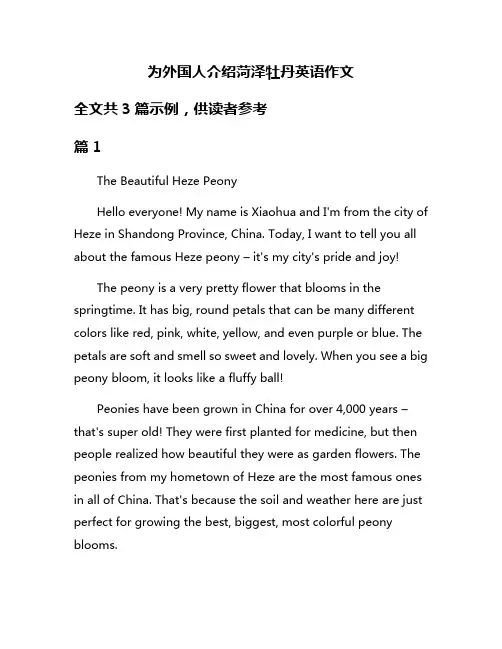 为外国人介绍菏泽牡丹英语作文