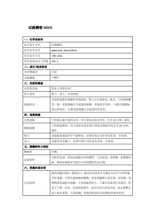 过硫酸铵MSDS