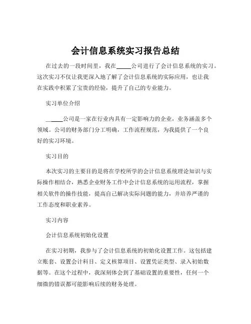 会计信息系统实习报告总结