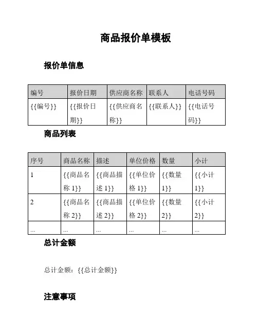 商品报价单模板