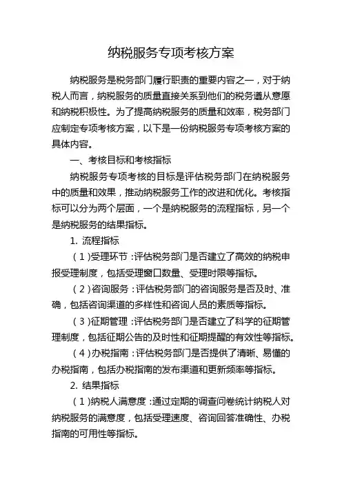 纳税服务专项考核方案