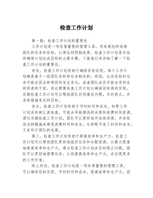 检查工作计划3篇
