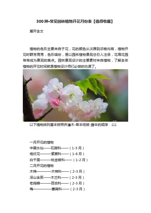 300种·常见园林植物开花月份表【值得收藏】