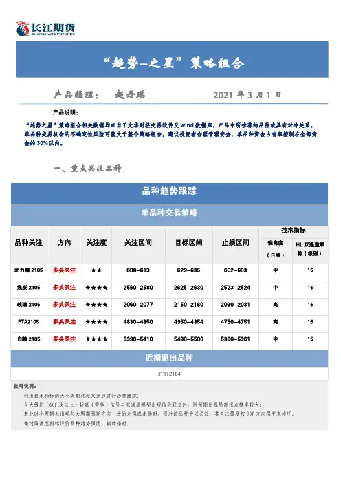 趋势之星策略组合产品说明说明书
