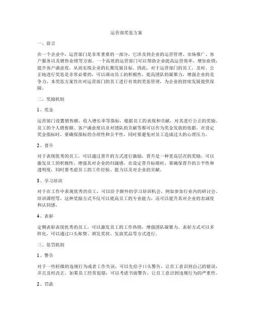 运营部奖惩方案