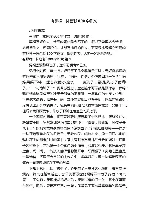 有那样一抹色彩800字作文