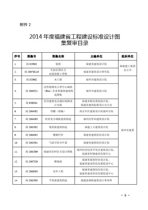 现行标准设计图集情况表 - 福建住房和城乡建设