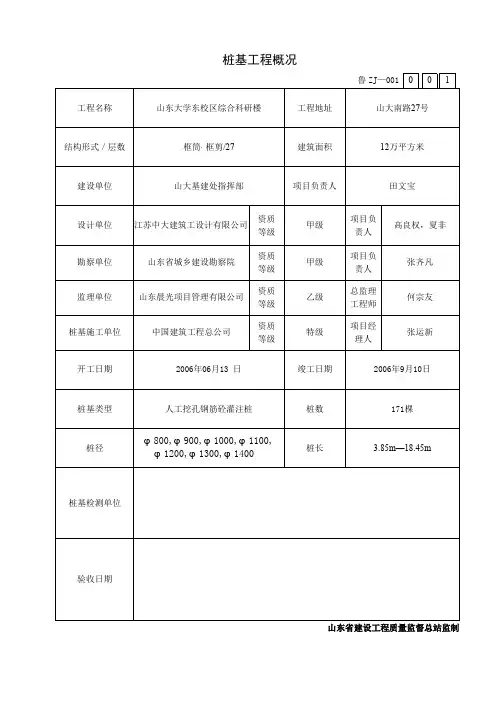 桩基工程概况