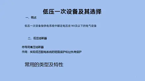 低压一次设备及其选择