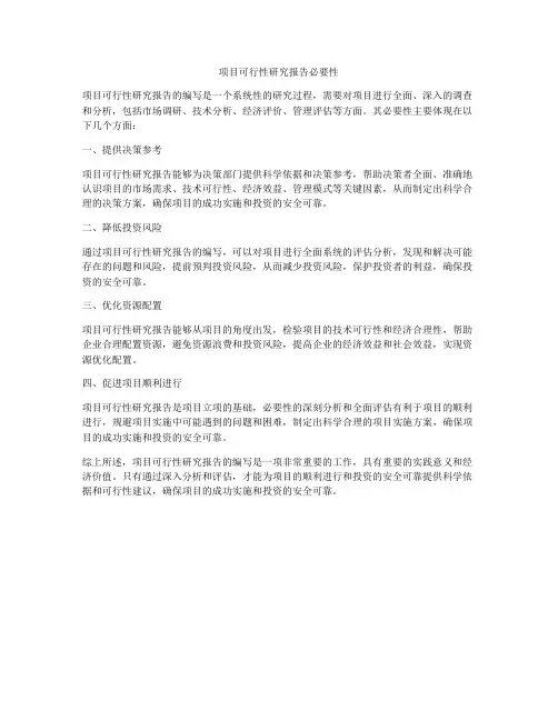 项目可行性研究报告必要性