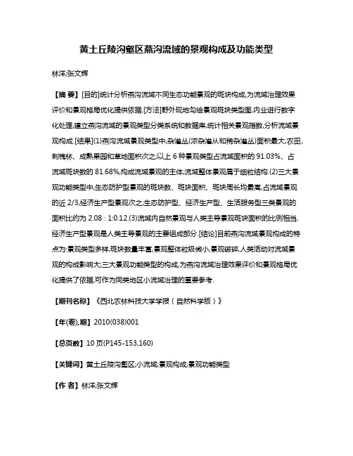 黄土丘陵沟壑区燕沟流域的景观构成及功能类型
