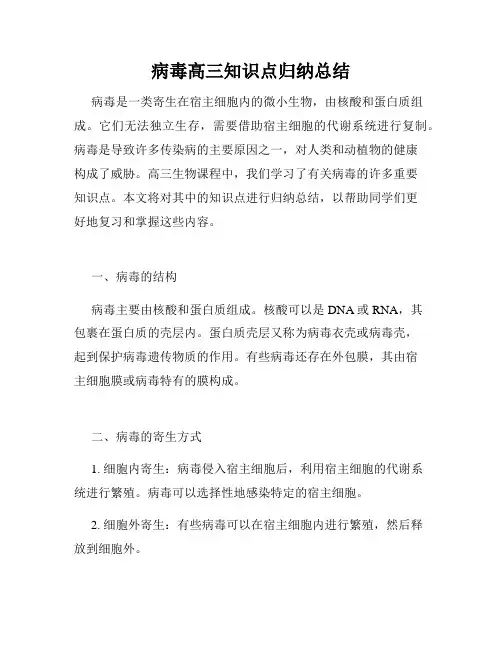 病毒高三知识点归纳总结