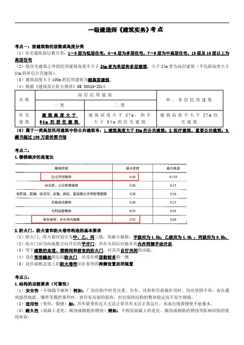 一级建造师《建筑实务》考点