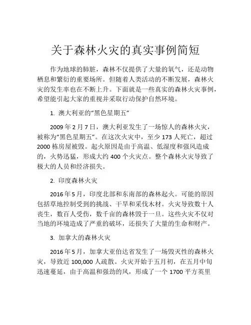 关于森林火灾的真实事例简短