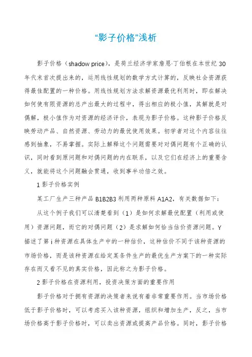 “影子价格”浅析