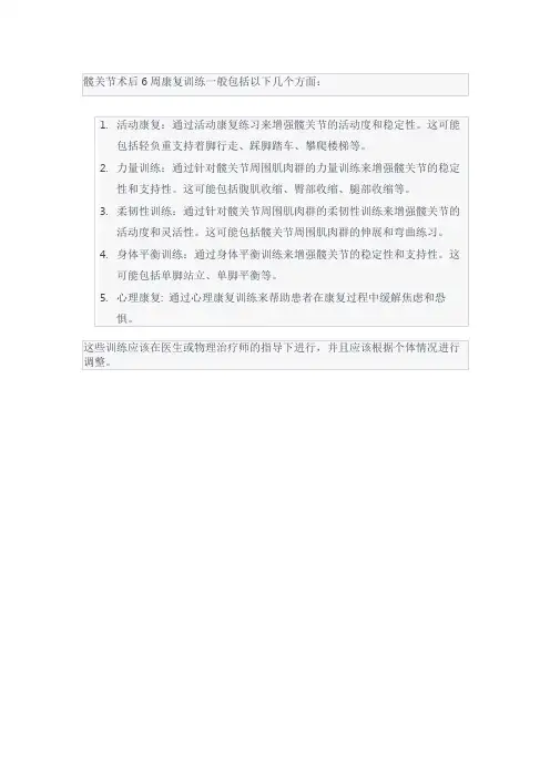 髋关节术后6周康复训练