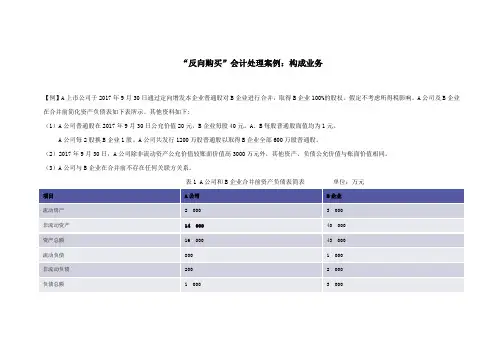 “反向购买”会计处理案例：构成业务