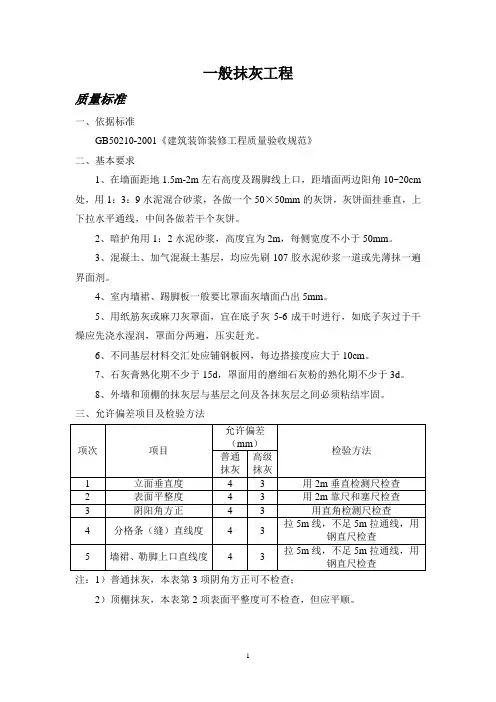 一般抹灰工程监理细则