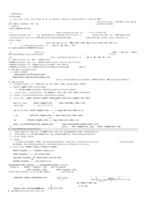 (完整版)高中有机化学基础知识点归纳(全)汇总