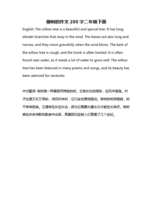 柳树的作文200字二年级下册