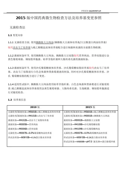 2015版中国药典培养基变更参照pdf