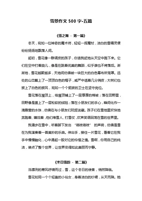 雪景作文500字-5篇