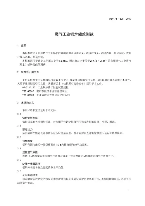 燃气工业锅炉能效测试
