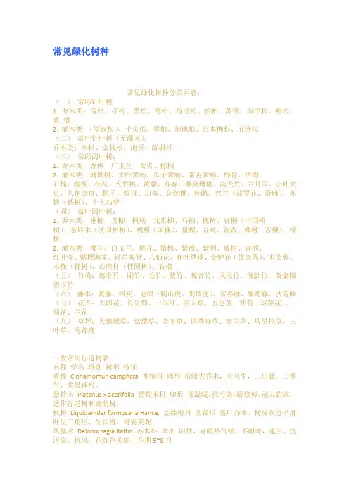 常见绿化树种