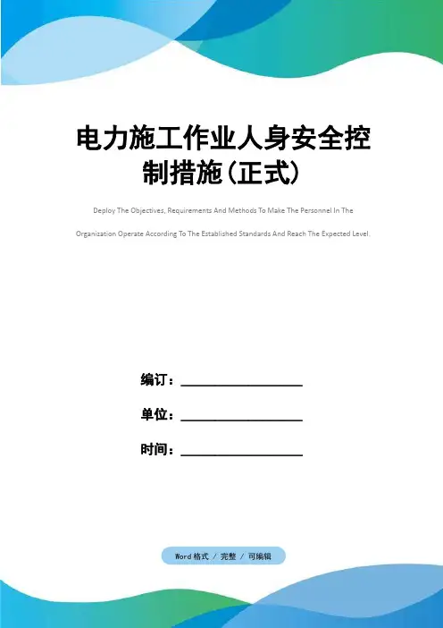 电力施工作业人身安全控制措施(正式)