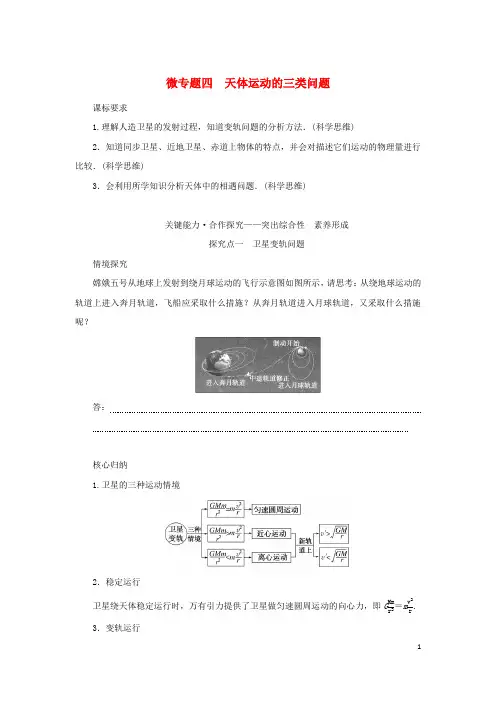 2023学年新教材高中物理第七章万有引力与宇宙航行微专题四天体运动的三类问题学生用书新人教版必修