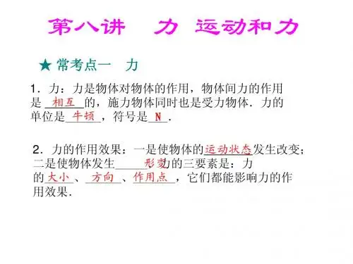 2015年中考总复习——力、力和运动