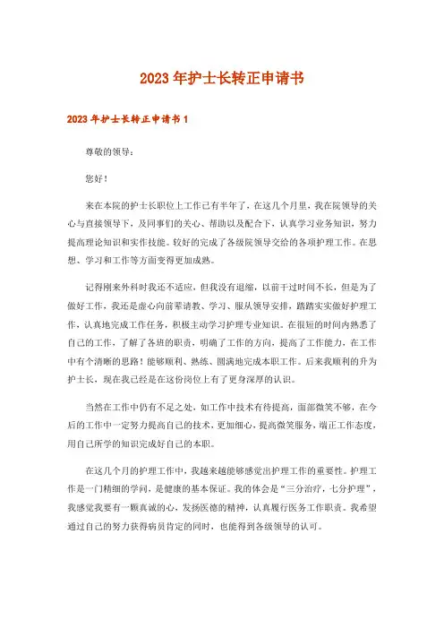2023年护士长转正申请书_1