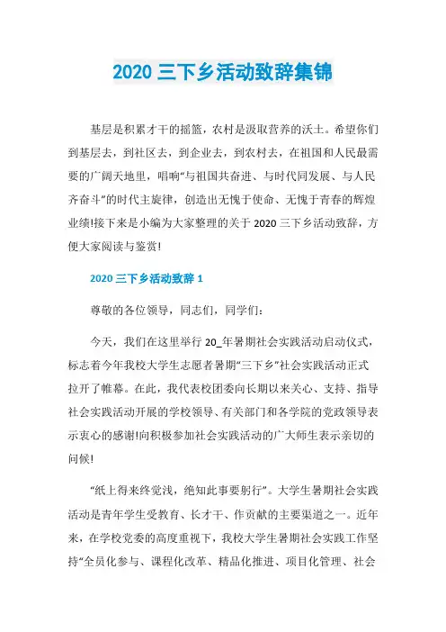 2020三下乡活动致辞集锦