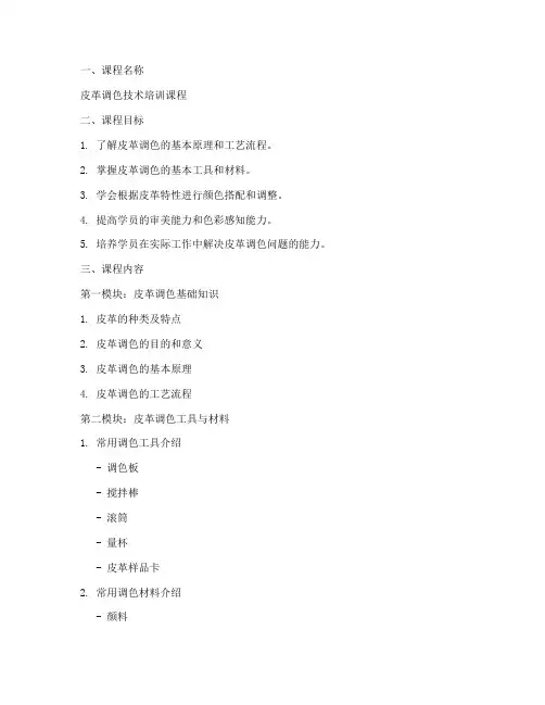皮革调色课程设计方案模板