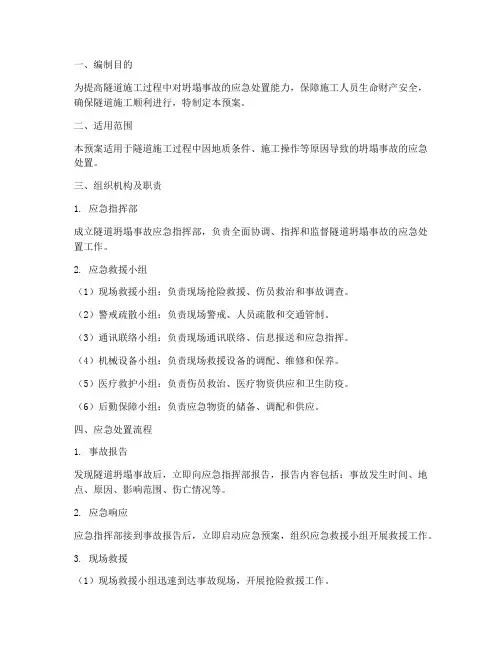 隧道内坍塌应急预案