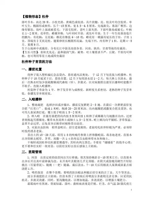 杜仲种植方法