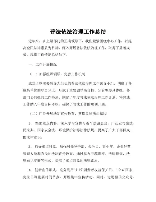 普法依法治理工作总结
