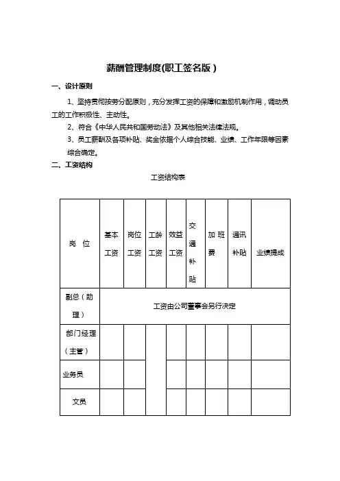 薪酬管理制度 WPS文字 文档