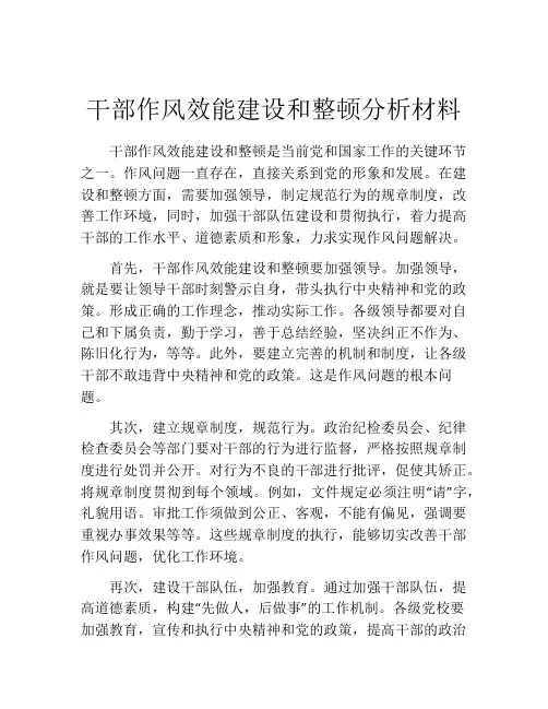 干部作风效能建设和整顿分析材料