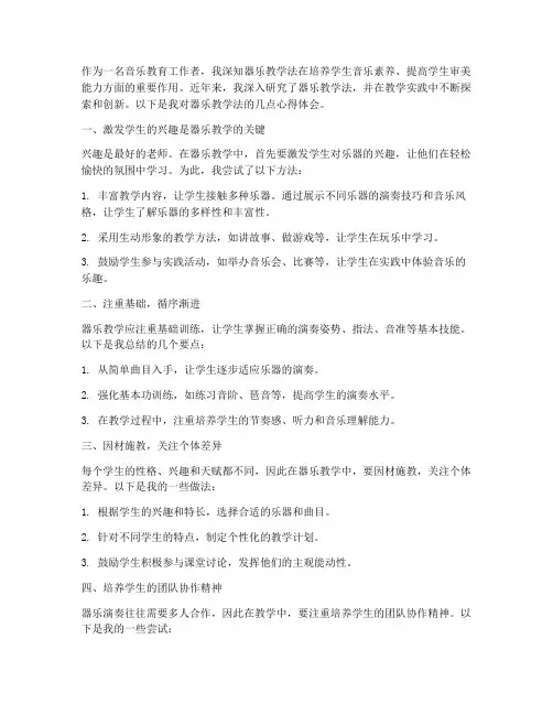 器乐教学法心得体会