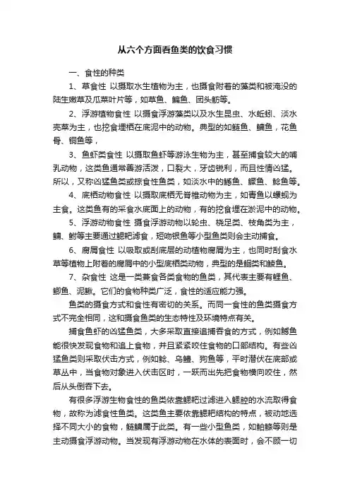 从六个方面看鱼类的饮食习惯