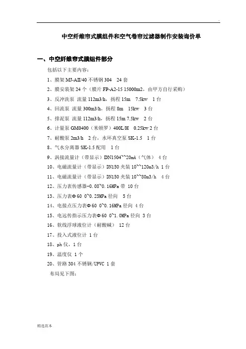 中空纤维帘式膜方案